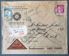 France N°289 + Taxe N°60 Sur Enveloppe, Vignette Contre Remboursement 1935 - (C1862) - 1921-1960: Moderne