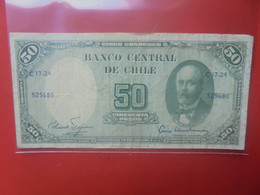 CHILI 50 PESOS/5 Centimos 1960-61 Circuler (B.24) - Chile