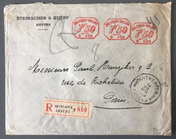 Belgique, Oblitération Mécanique 14.7.1928 Sur Enveloppe Recommandée D'Anvers Pour Paris - (C1899) - 1929-1937 Lion Héraldique