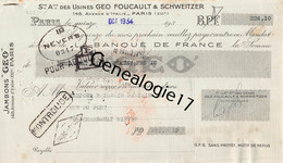Delcampe - 75 25556 PARIS SEINE 1934 Jambons Conserves GEO Des Ets GEO FOUCAULT SCHWEITZER Avenue D Italie Dest GAUJOUR - Wechsel