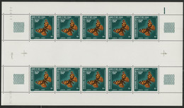 AFARS Et ISSAS COTE 150 € N° 439 MNH ** FEUILLE DE 10 Ex. PAPILLONS BUTTERFLY VANESSA CARDUI. TB/VG - Nuevos