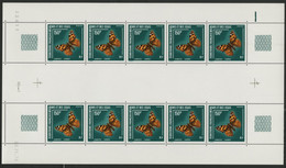 AFARS Et ISSAS COTE 150 € N° 439 MNH ** FEUILLE DE 10 Ex. PAPILLONS BUTTERFLY VANESSA CARDUI. TB/VG - Unused Stamps