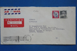 ¤16 ETATS UNIS  BELLE LETTRE RECOM. 1962 AUGUSTA   + AEROPHILATELIE + ++ AFFRANCHISS. PLAISANT - Covers & Documents