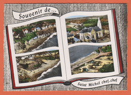 D44 - ST MICHEL CHEF CHEF - SOUVENIR (Livre Ouvert Avec 4 Clichés)-LA GRANDE PLAGE-L'ÉGLISE-TERRAIN DE CAMPING-PLAGE.... - Saint-Michel-Chef-Chef