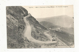 Cp, Automobile, Minibus ,15 , Cantal , à L'ascension Du  PUY MARY, Un Tournant Dangereux,vierge - Busse & Reisebusse