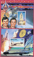 DJIBOUTI 2 Blocs Spéciaux COTE 20 € Poste Aérienne N° 155 + 156 MNH ** Conquête Spatiale COLUMBIA NASA ENGLE TRULY TB/VG - Gibuti (1977-...)
