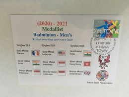 (1A4) 2020 Tokyo Paralympic - Medal Cover Postmarked Haymarket - Badminton Men's - Summer 2020: Tokyo