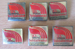 Allemagne De L'Ouest / RDA / DDR - X Parteitag / XI Parteitag - 6 Broches/Badges - Kampfposition / Soldatentat - Alemania