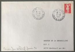 France Briat N°2614 Sur Enveloppe - TAD ST JOSSE Pas De Calais 17.8.1991 (Dernier Jour Du Tarif) - (C2091) - 1961-....