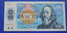 Banknotes Czechoslovakia  20 KORUN 1988  VF BANKOVKA STÁTNÍ BANKY ČESKOSLOVENSKÉ DVACET KORUN - Tchécoslovaquie