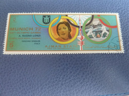 Ajman - Munich 72 - A. Ragno-Lonzi - Italy - 5 Riyals - Multicolore - Oblitéré - Année 1972 - - Escrime