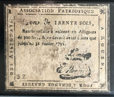 France, Monnaie Fiduciaire, Billet 1791 - Assignats - Association Patriotique à Rouen - Révolution Française - (C1023) - Zonder Classificatie