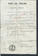 MILITARIA EMPIRE MARINE PORT DE TOULON 1872 DÉPÉCHE À Mr LAUGIER PIERRE MARIE CACHET AUTOGRAPHE ESCADRE BATEAU OCÉAN 73 - Bateaux