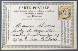 France N°55 Sur Carte Précurseur TAD VIVIERS 12.1.1876 Pour Paris - (C1071) - 1849-1876: Klassik