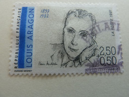 Louis Aragon (1897-1982) Poête - 2f.50+50c. - Gris, Noir Et Bleu - Oblitéré - Année 1991 - - Gebruikt