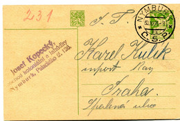 1926 Card From NYMBURK C.S.P.  Of  J. Kopecky To Praha - - Postcards