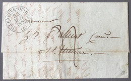 France TAD VILLENEUVE-DE-BERG Sur Lettre 22.5.1843 Pour St Etienne - (C1086) - 1801-1848: Précurseurs XIX