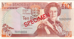 Jersey Banknote Ten Pound C Series, Code TC Specimen Overprint- Superb UNC Condition - Jersey