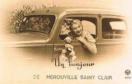 14  UN BONJOUR    DE  HEROUVILLE  SAINT  CLAIR    CPM  TBE   810 - Herouville Saint Clair