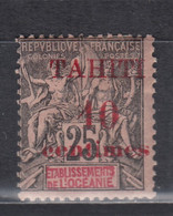 < Tahiti Y31 Timbre Groupe De L'Oceanie Surchargé Tahiti En Rouge 10 Sur 25 C  .. * Charnière .. Cote 11 € - Ungebraucht