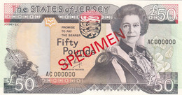 Jersey Banknote Fifty Pound (Pick 19s)  SPECIMEN Overprint Code BC - Superb UNC Condition - Jersey