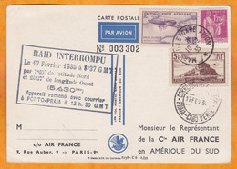 1935 -  CP Par Avion De Marseille Gare Avion Vers Buenos Aires, Argentine - Vol Interrompu Au Cap Vert - Codos Rossi - 1960-.... Covers & Documents