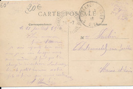 Envoi Heulin 8eme Génie Corps Colonial SP N° 14 "je Suis Reparti Hier Soir" 21 Juillet 1915 Pour Châteauneuf Sur Sarthe - WW I