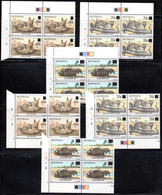 Botswana - 1990 Animals Surcharges Set Of Corner And Marginal Gutter Blocks (**) # SG 690-692 - Botswana (1966-...)