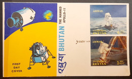 BHUTAN 1969 Manned Apollo 11 3-D Stamps On Official FDC, As Per Scan - Bhoutan