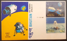 BHUTAN 1969 Manned Apollo 11 3-D Stamps On Official FDC, As Per Scan - Bhoutan