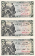 CRBS0281 TRIO BILLETE ESPAÑA 5 PESETAS 1945 SIN CIRCULAR CON BOLI EN REVERSO 30 - Other & Unclassified