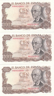 CRBP0024 TRIO BILLETE ESPAÑA 100 PESETAS 1970 SERIE ESPECIAL 9B SIN CIRCULAR 50 - Andere & Zonder Classificatie