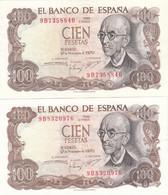 CRBP0025 2 BILLETES ESPAÑA 100 PESETAS 1970 SERIE ESPECIAL 9B  EBC 14 - Altri & Non Classificati