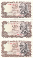 CRBP0026 TRIO BILLETE ESPAÑA 100 PESETAS 1970 SERIE ESPECIAL 9B EBC+ 35 - Altri & Non Classificati