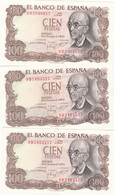 CRBP0027 TRIO BILLETE ESPAÑA 100 PESETAS 1970 SERIE ESPECIAL 9B  EBC 25 - Other & Unclassified