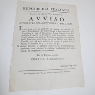 Avviso Republica Italiana Il Prefetto Del Dipartimento Del Lario 1802 - Décrets & Lois