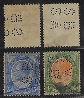 Union Of South Africa 1913 / 1940s 2 Stamp Perfin SB/SA By Standard Bank Of South Africa From Cape Town Lochung Perfore - Gebraucht