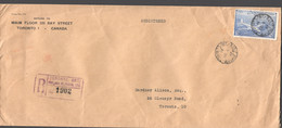 1947 Toronto Local  Registered Letter  CE4 Single Franking - Cartas & Documentos