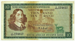 South Africa - 10 RAND - ( 1967 - 1974 ) - Pick 113.b - Sign. 5 - Watermark: Springbok - Sudafrica