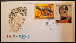 BHUTAN 1971 HISTORICAL SCULPTURE 3-D Molded Plastic Stamps On Official FDC, Rare As Per Scan - Bhoutan