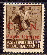 CLN COMITATO DI LIBERAZIONE NAZIONALE PONTE CHIASSO 1945 MONUMENTI E TAMBURINI MONUMENTS CENT. 30c MH SIGNED FIRMATO - Comité De Libération Nationale (CLN)