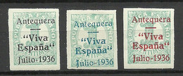 SPAIN Spanien Espana 1936 Antequera (Malaga) Local Issue Lokalausgabe With Black/blue/red OPT * - Sin Clasificación