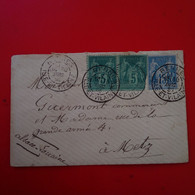 LETTRE RENNES POUR METZ RUE DE LA GRANDE ARMEE 1886 - 1876-1898 Sage (Type II)