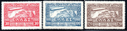 303.GREECE 1933 ZEPPELIN -HELLAS A5-A7(Yv.PA 5-7 Mi.352-354, Sc.C 5-7)MNH.100 DR.VERY LIGHT WRINKLE NOT AFFECTING PAPER - Ungebraucht