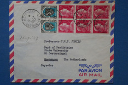 ¤18 ALGERIE  BELLE LETTRE  1957 ALGER POUR GRONINGEN NEDERLAND +AEROPHILATELIE  + AFFRANCH . PLAISANT - Covers & Documents