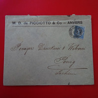 LETTRE ANVERS M.D.DE PICCIOTTO AND CIE 1904 POUR PENING - 1893-1907 Armoiries