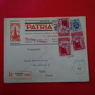 LETTRE ANVERS RECOMMANDE POUR TOURS PUB PATRIA EDITIONS 1936 - Lettres & Documents