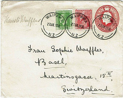 NEW ZEALAND WAIPAWA - SWITZERLAND Uprated KGV Postal Stationery Cover - Lettres & Documents