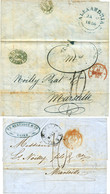 1851/56 2 Lettres Taxées Avec Texte Du CAIRE Via ALEXANDRIA (bureau Anglais) Pour MARSEILLE. TB. - Storia Postale