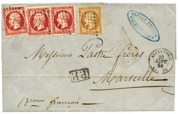 1859 10c (n°13) + 80c (n°17)x3 Tous TB Margés Obl. PC 3704 + ALEXANDRIE EGYPTE Sur Lettre Pour La FRANCE. Affrt Rare à 2 - Storia Postale